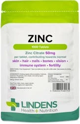 Lindens Health + Nutrition Zinc Citrate 50mg 1000 Tablets