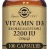 Solgar Vitamin D3 (Cholecalciferol) 2200IU (55µg) 100 Capsules